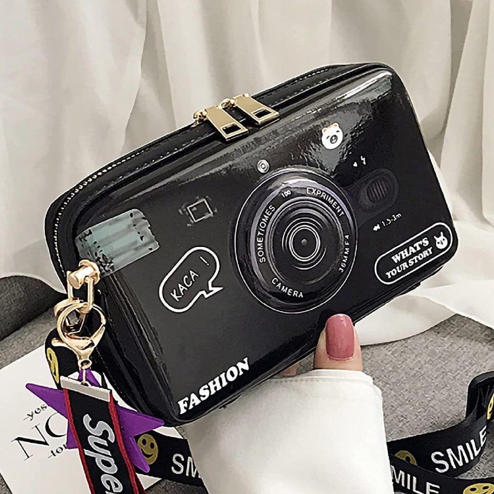 Black NOVELTY PHOTOGRAPHY CAMERA HANDBAG CROSSBODY BAG